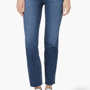 Paige Amber Raw Hem Mid Rise Straight Leg Jeans